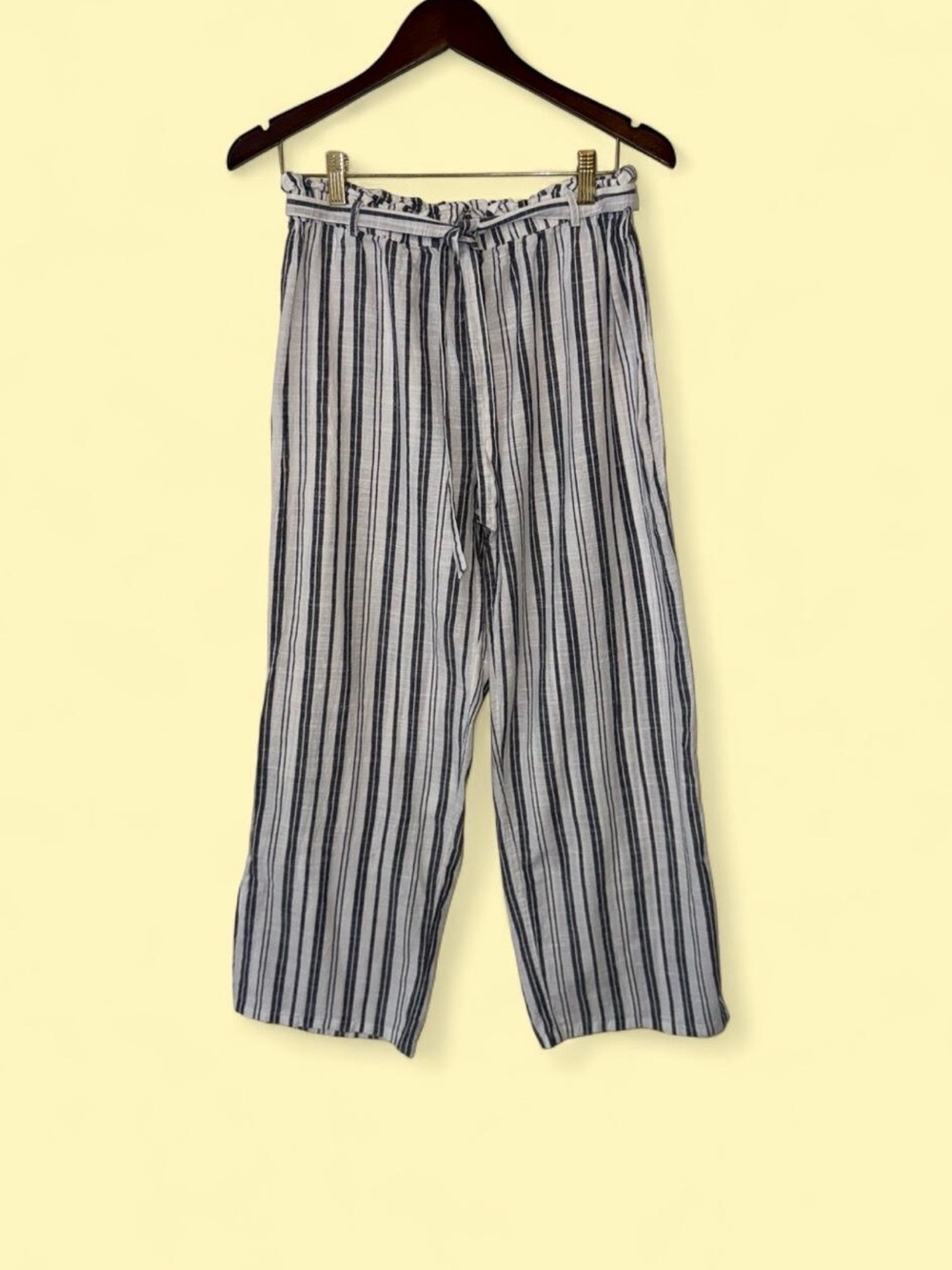 Mlle Gabrielle Striped Linen Pants - Blue & White